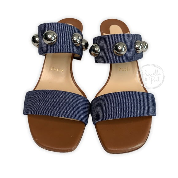 Christian Louboutin Studded Open Toe Slide Sandals