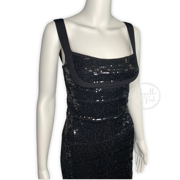 Herve Leger ‘Katherine’ Black Sequin Bandage Dress