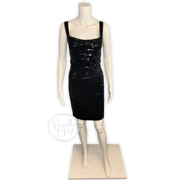 Herve Leger ‘Katherine’ Black Sequin Bandage Dress