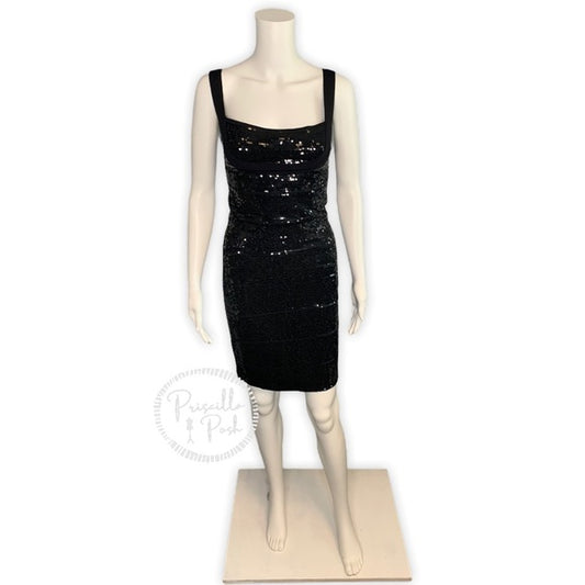 Herve Leger ‘Katherine’ Black Sequin Bandage Dress