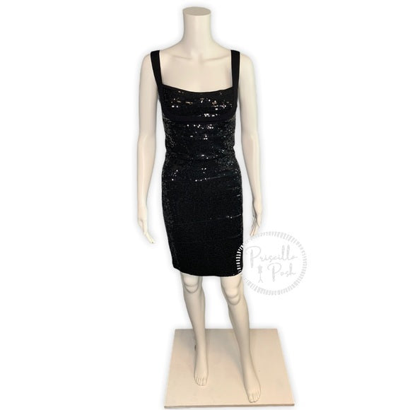 Herve Leger ‘Katherine’ Black Sequin Bandage Dress