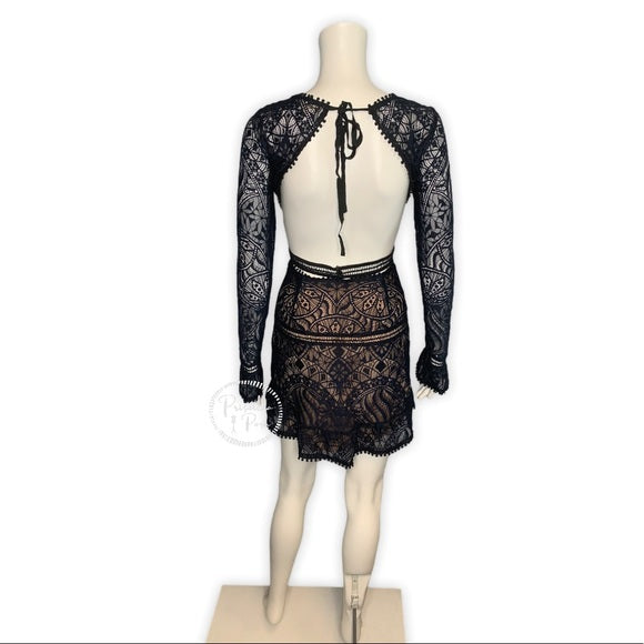 For Love & Lemons Emerie Cut Out Dress Navy Blue