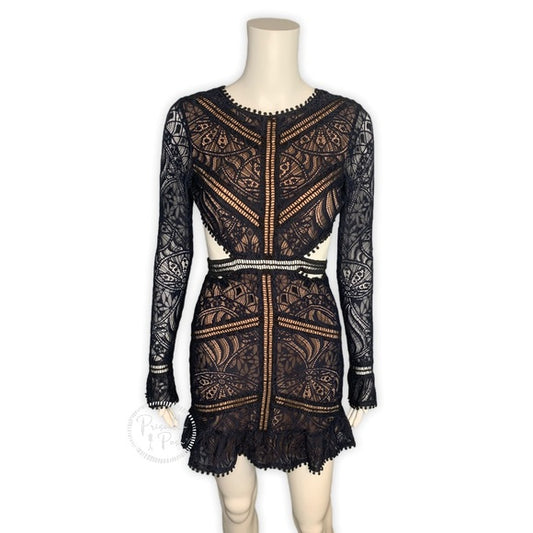 For Love & Lemons Emerie Cut Out Dress Navy Blue