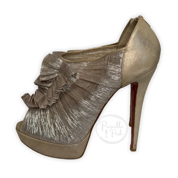 Christian Louboutin Gold Canon Ankle Booties 39