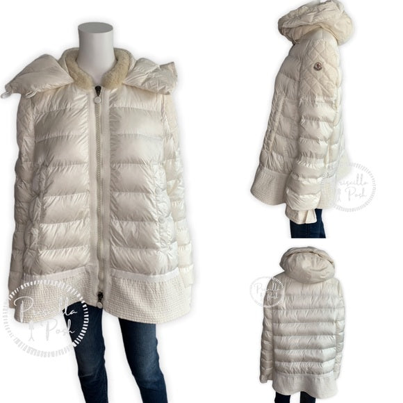 Moncler Ivory White Puffer Jacket Peplum Flounce