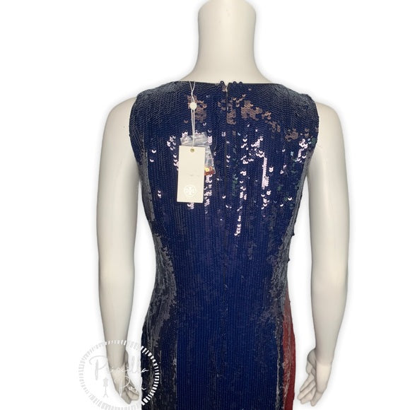NWT Tory Burch Ophelia Color Block Sequin Dress