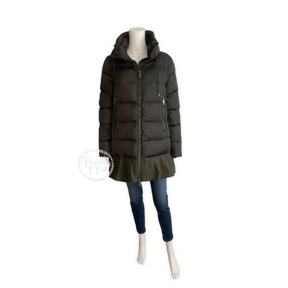 Moncler Viburnum Coat Puffer Jacket Peplum Olive