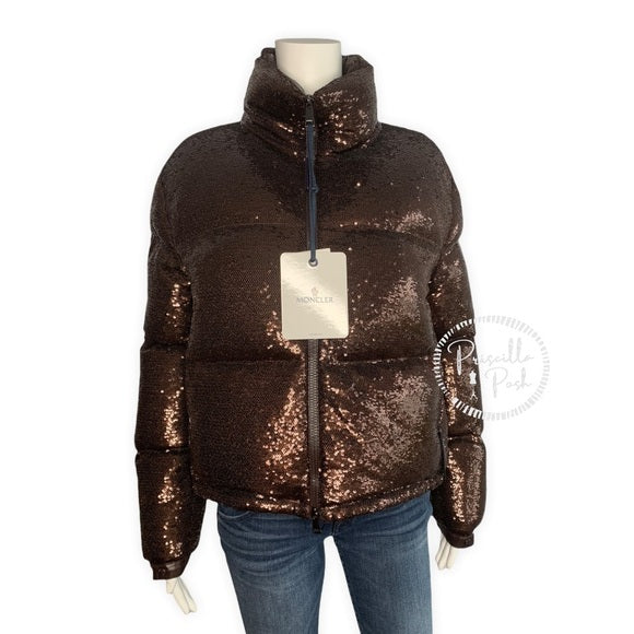 NWT Moncler Rimac Sequin Down Jacket Puffer Coat