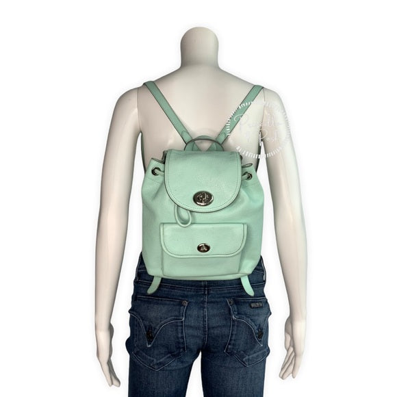 Coach Leather Rucksack Backpack Mint Green Seafoam