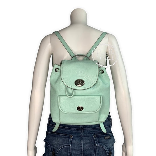 Coach Leather Rucksack Backpack Mint Green Seafoam