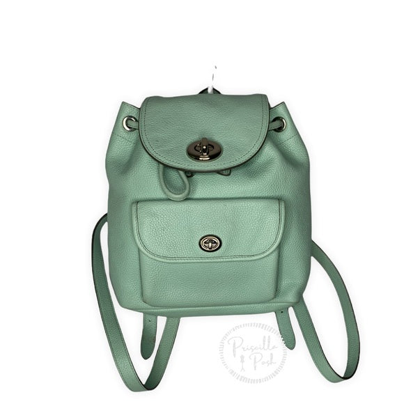 Coach Leather Rucksack Backpack Mint Green Seafoam