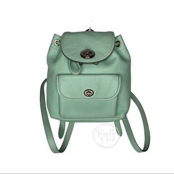 Coach Leather Rucksack Backpack Mint Green Seafoam