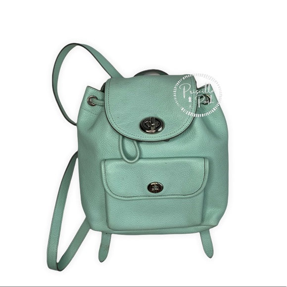 Coach Leather Rucksack Backpack Mint Green Seafoam