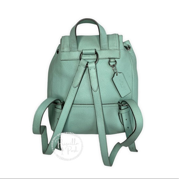 Coach Leather Rucksack Backpack Mint Green Seafoam
