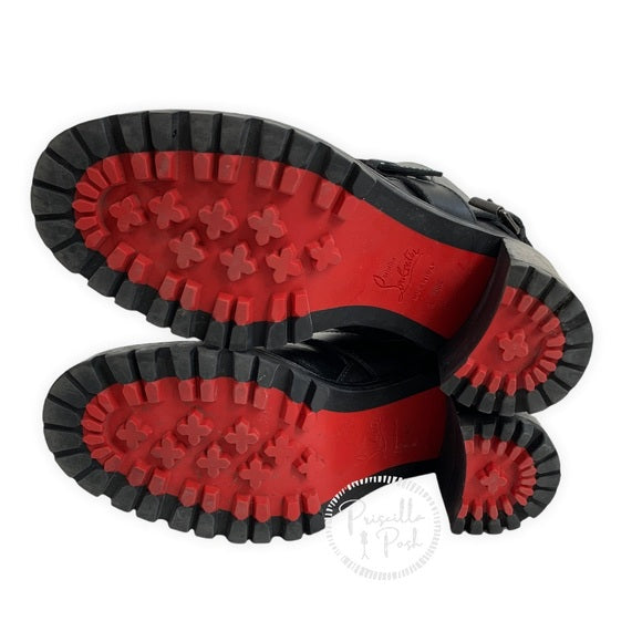 Christian Louboutin Black Leather Shearling Lined Boots