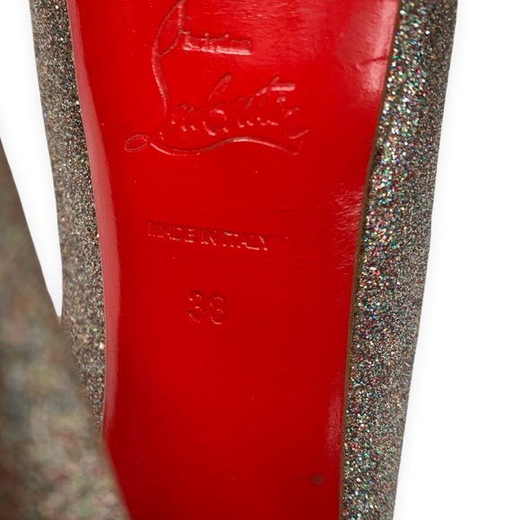 Christian Louboutin Glitter Peep Toe Platform Lady Peep