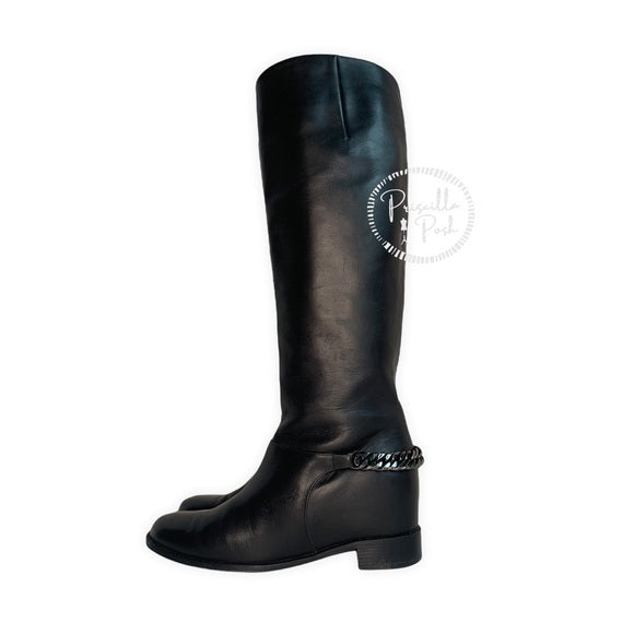 Christian Louboutin Black Leather Tall Knee Boot 36