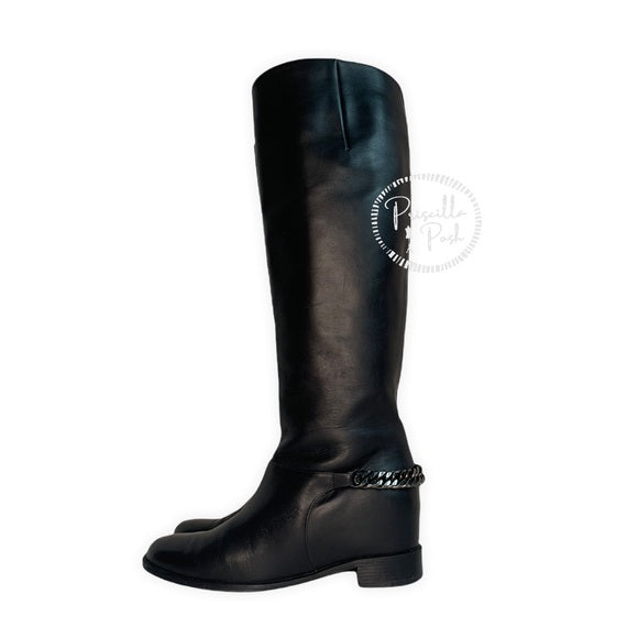 Christian Louboutin Black Leather Tall Knee Boot 36