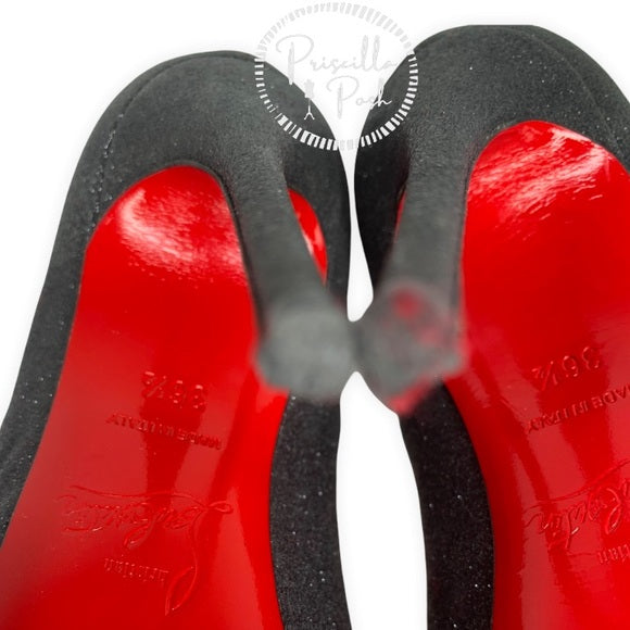 Christian Louboutin Black Glitter So Kate Heels Pumps Black Sparkle