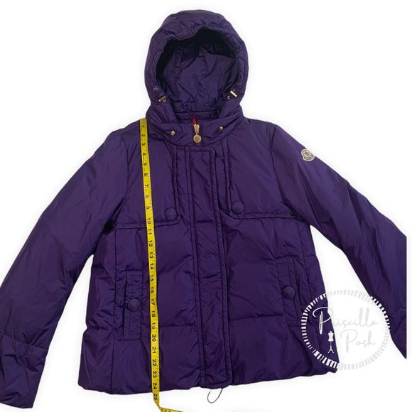 Moncler 'Amaryllis' Bell Sleeve Down Jacket Purple Puffer Coat