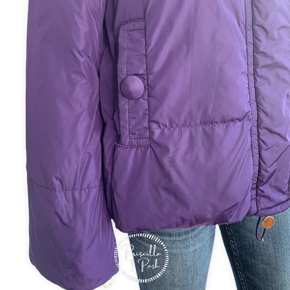 Moncler 'Amaryllis' Bell Sleeve Down Jacket Purple Puffer Coat