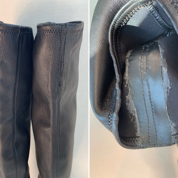 Gucci Horsebit Over The Knee Lillian Thigh High Black Leather Boots With Heel