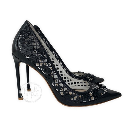 Christian Dior Black Leather Laser Cut Flore Pumps