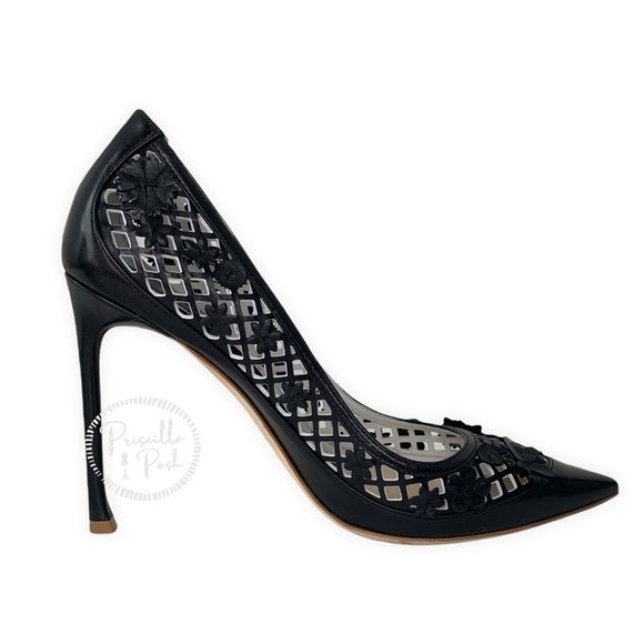 Christian Dior Black Leather Laser Cut Flore Pumps