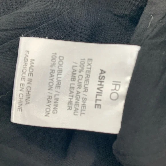 IRO Olive Green Ashville Leather Cropped Distressed Moto Jacket