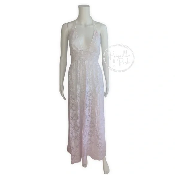 LoveShackFancy Beach Shack Lace Maxi Dress Halter Neck Backless Ombre Lace