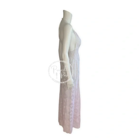 LoveShackFancy Beach Shack Lace Maxi Dress Halter Neck Backless Ombre Lace