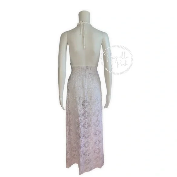 LoveShackFancy Beach Shack Lace Maxi Dress Halter Neck Backless Ombre Lace