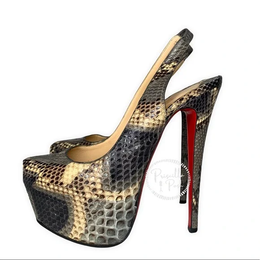 CHRISTIAN LOUBOUTIN Daf Sling 160 natural scaled python leather platform