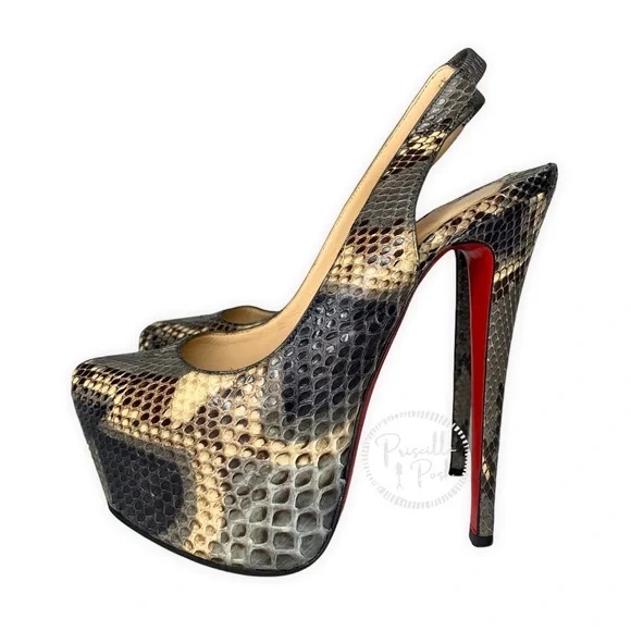 CHRISTIAN LOUBOUTIN Daf Sling 160 natural scaled python leather platform
