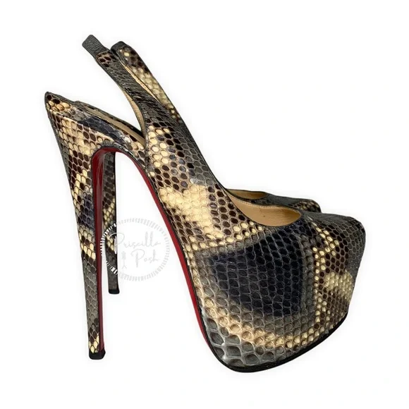 CHRISTIAN LOUBOUTIN Daf Sling 160 natural scaled python leather platform