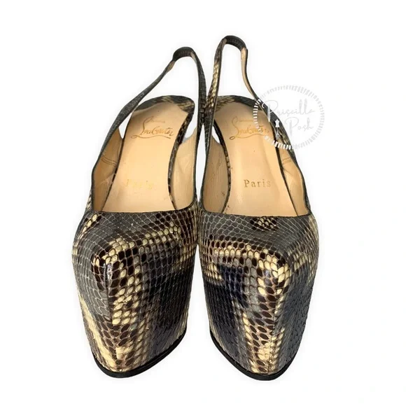 CHRISTIAN LOUBOUTIN Daf Sling 160 natural scaled python leather platform