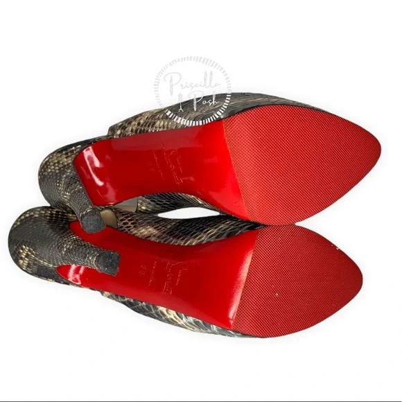 CHRISTIAN LOUBOUTIN Daf Sling 160 natural scaled python leather platform