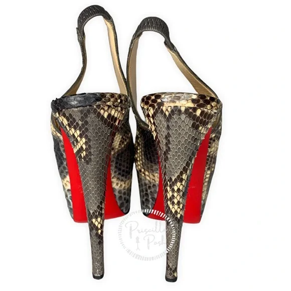 CHRISTIAN LOUBOUTIN Daf Sling 160 natural scaled python leather platform