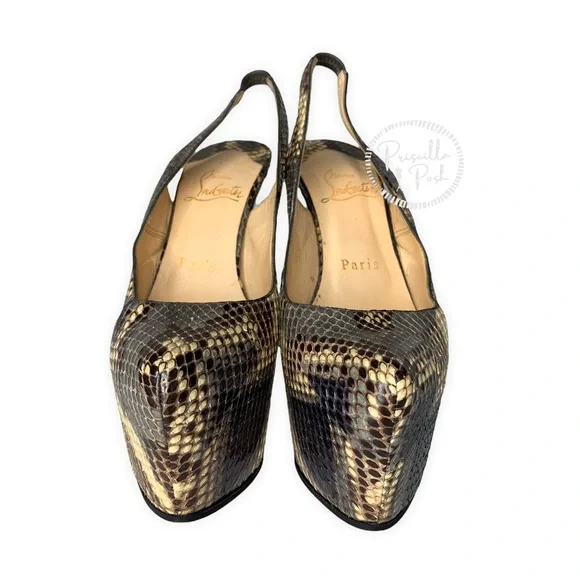 CHRISTIAN LOUBOUTIN Daf Sling 160 natural scaled python leather platform