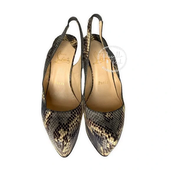 CHRISTIAN LOUBOUTIN Daf Sling 160 natural scaled python leather platform