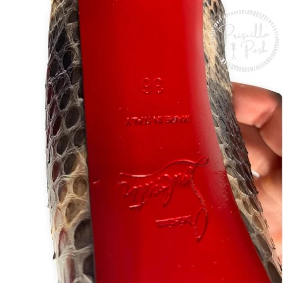 CHRISTIAN LOUBOUTIN Daf Sling 160 natural scaled python leather platform