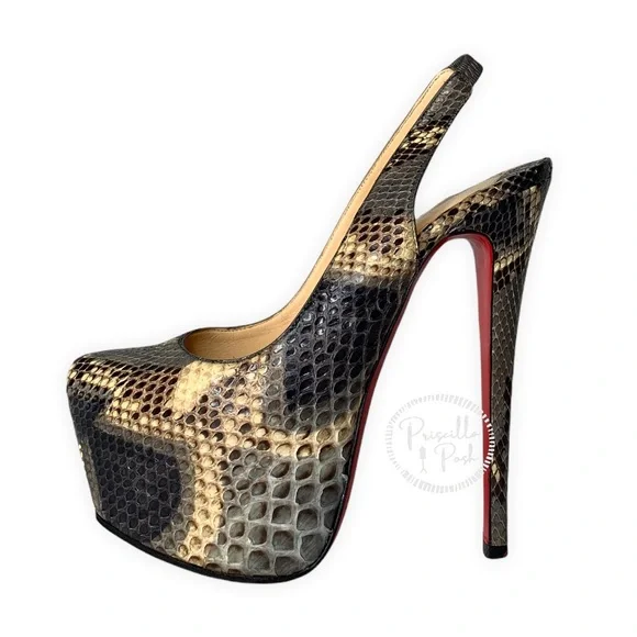 CHRISTIAN LOUBOUTIN Daf Sling 160 natural scaled python leather platform