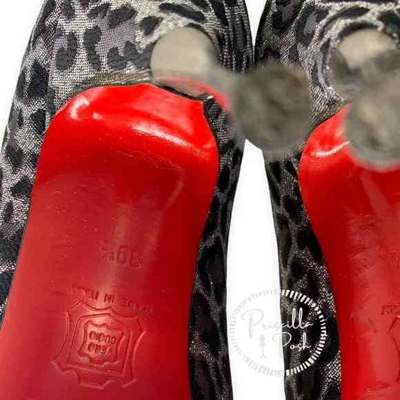 Christian Louboutin 'Yoyospina' Giaguaro Peep Toe Pumps Silver Metallic Leopard