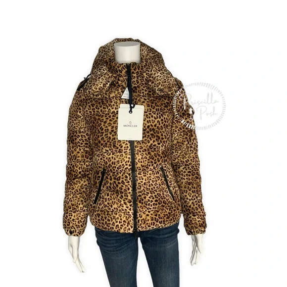 NWT Moncler Bady Cheetah Print Hooded Down Coat Puffer