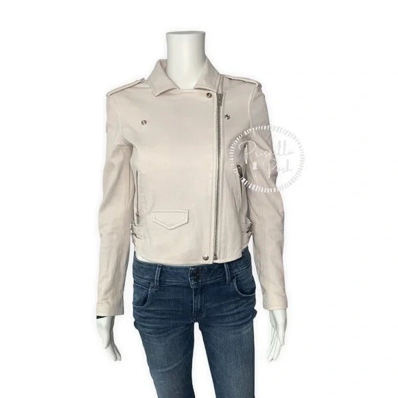 NWT IRO - Ashville Leather Jacket in Cloudy White