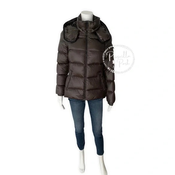 Moncler Dark Brown Puffer Jacket Goose Down Puffer Coat Hooded