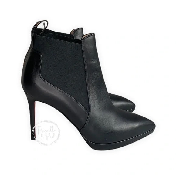 Christian Louboutin Crochinetta 100 black leather ankle boots booties heeled 38