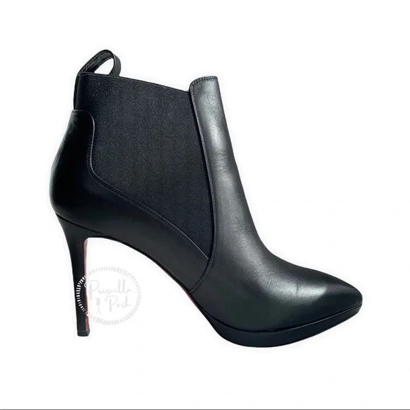 Christian Louboutin Crochinetta 100 black leather ankle boots booties heeled 38