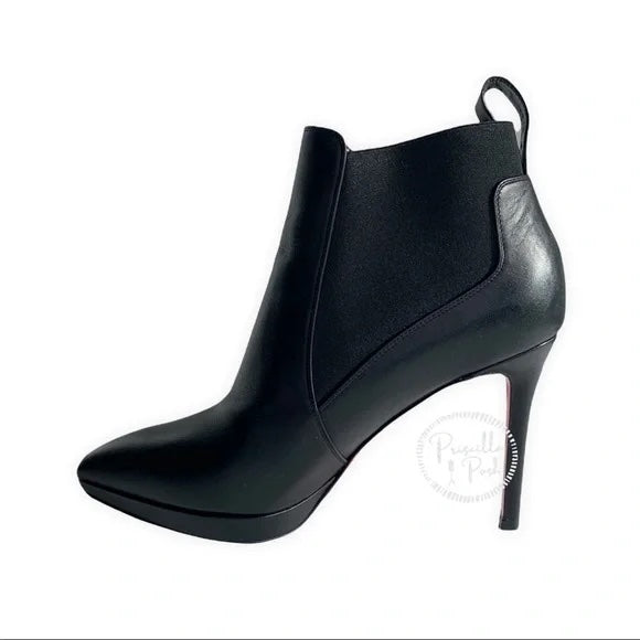 Christian Louboutin Crochinetta 100 black leather ankle boots booties heeled 38