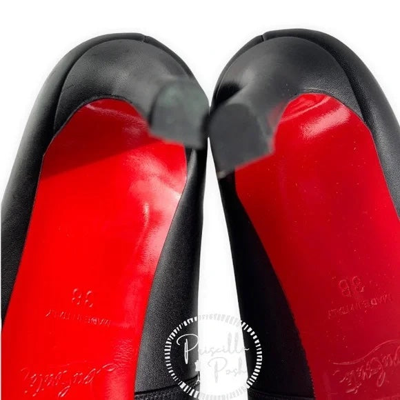 Christian Louboutin Crochinetta 100 black leather ankle boots booties heeled 38